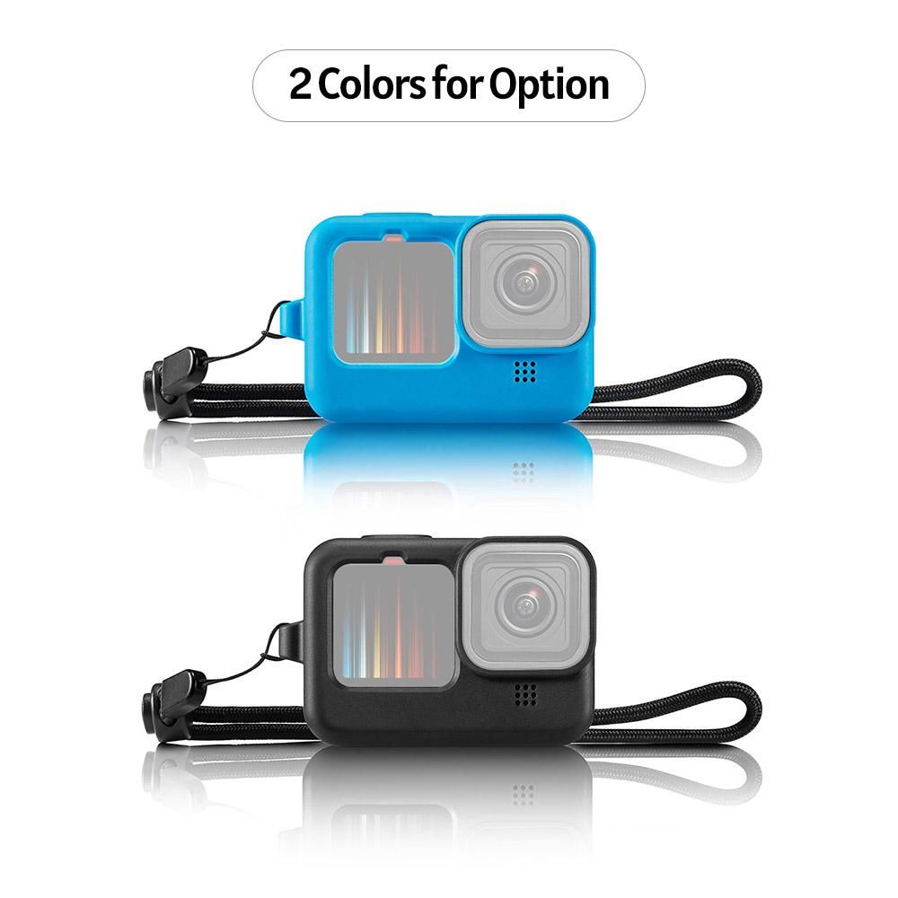Action Camera Cage Silicone Protective Case Photography Accessory with Lens Cover Hand Rope Replacement for GoPro Hero 9 Black