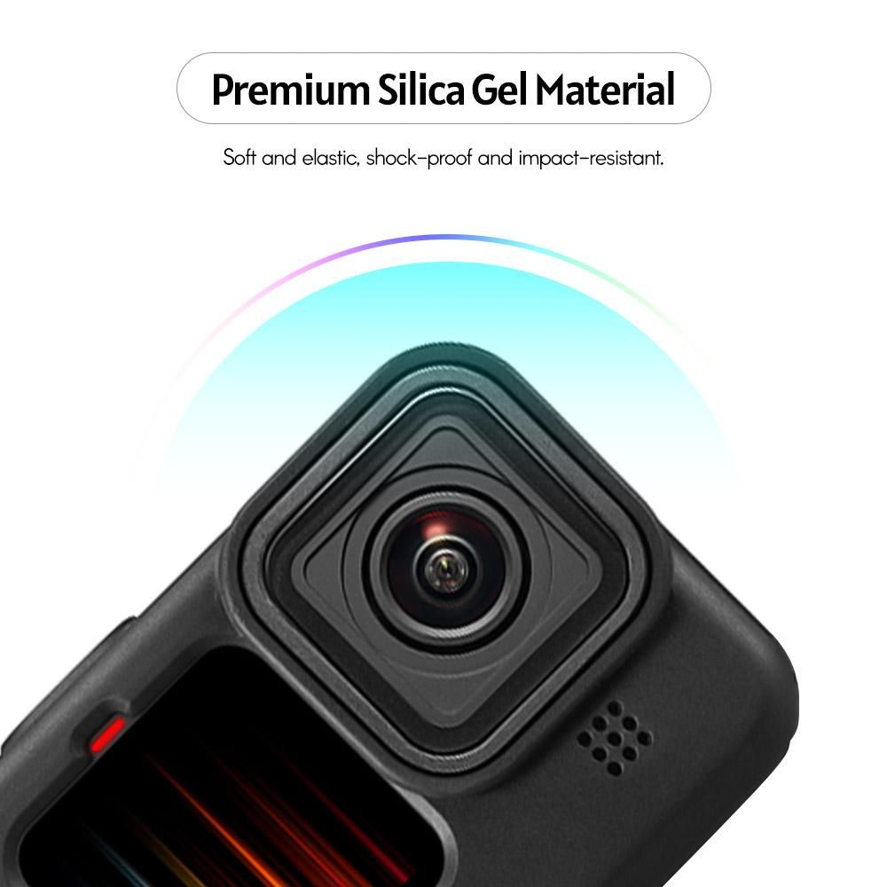 Action Camera Cage Silicone Protective Case Photography Accessory with Lens Cover Hand Rope Replacement for GoPro Hero 9 Black