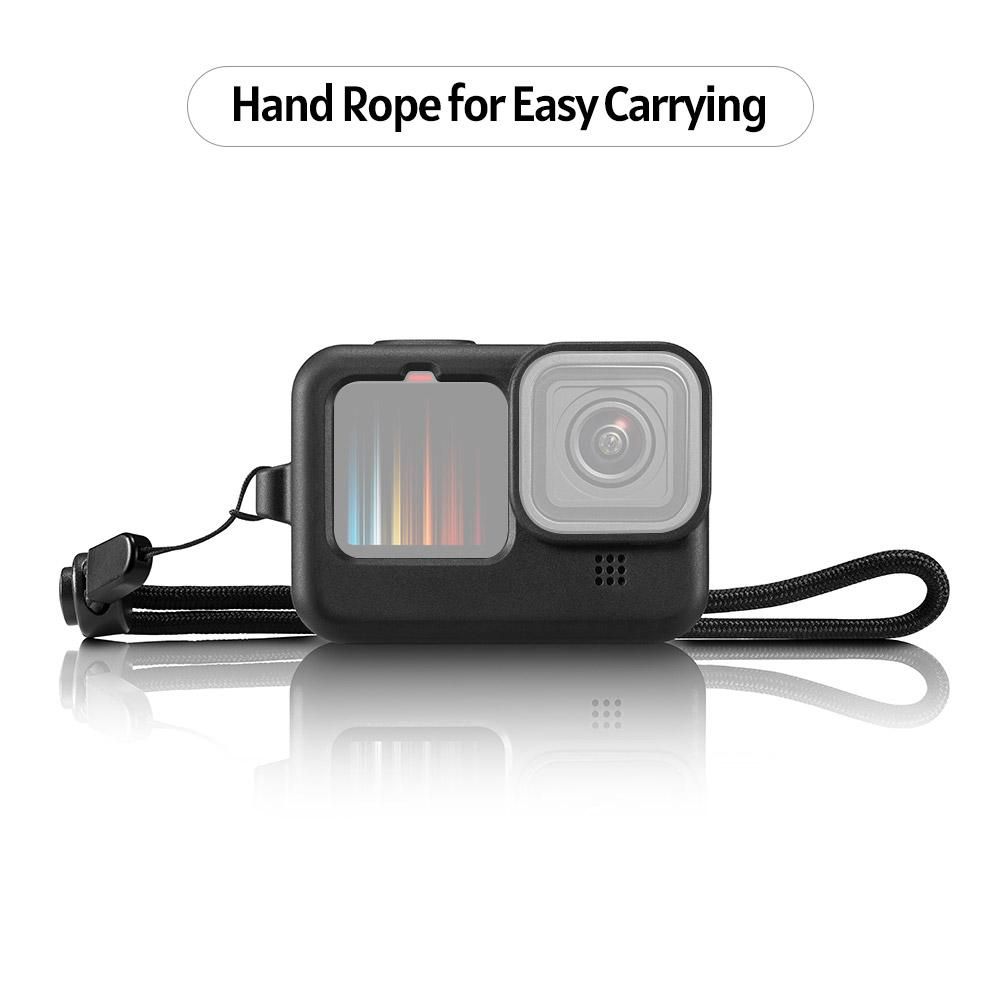 Action Camera Cage Silicone Protective Case Photography Accessory with Lens Cover Hand Rope Replacement for GoPro Hero 9 Black