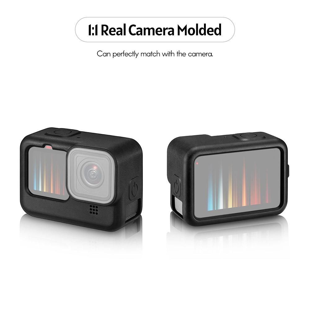 Action Camera Cage Silicone Protective Case Photography Accessory with Lens Cover Hand Rope Replacement for GoPro Hero 9 Black
