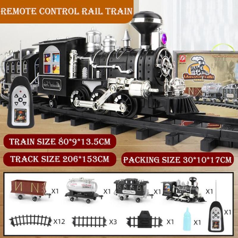 2.4G RC Train Railway Toys Simulation Smoking TraProgramming DIY Classical Steam Christmas Train Children Toys Gift  RC Steam