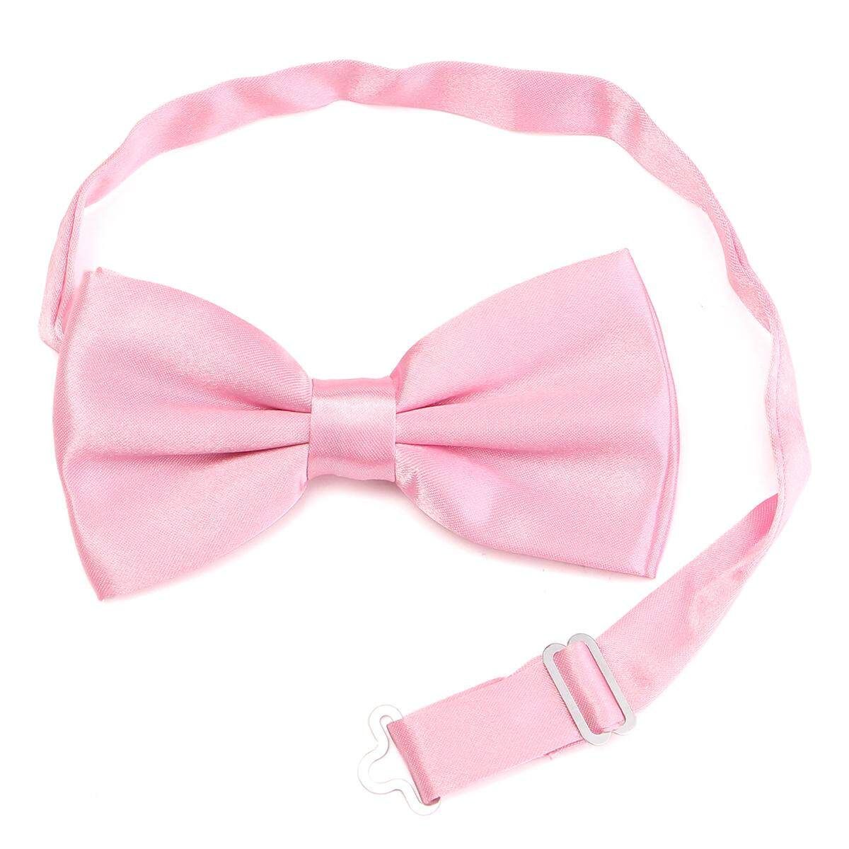 Mens Clip-on Suspenders Elastic Adjustable Y-Back Braces With Bow Tie Suit Set Pink