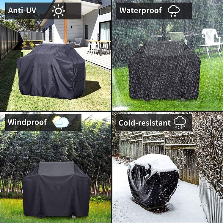 420D BBQ Cover Outdoor Dust Waterproof Weber Heavy Duty Grill Cover Rain Protective Outdoor Barbecue Cover Round Dropshipping