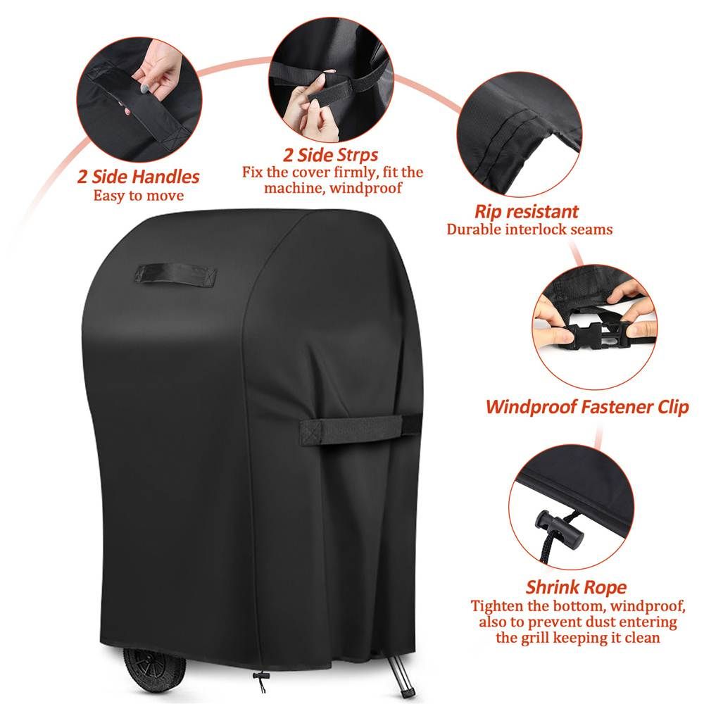 420D BBQ Cover Outdoor Dust Waterproof Weber Heavy Duty Grill Cover Rain Protective Outdoor Barbecue Cover Round Dropshipping