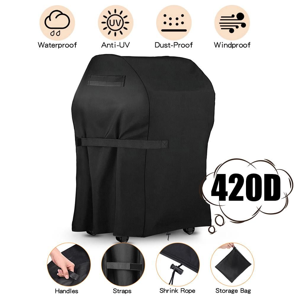 420D BBQ Cover Outdoor Dust Waterproof Weber Heavy Duty Grill Cover Rain Protective Outdoor Barbecue Cover Round Dropshipping
