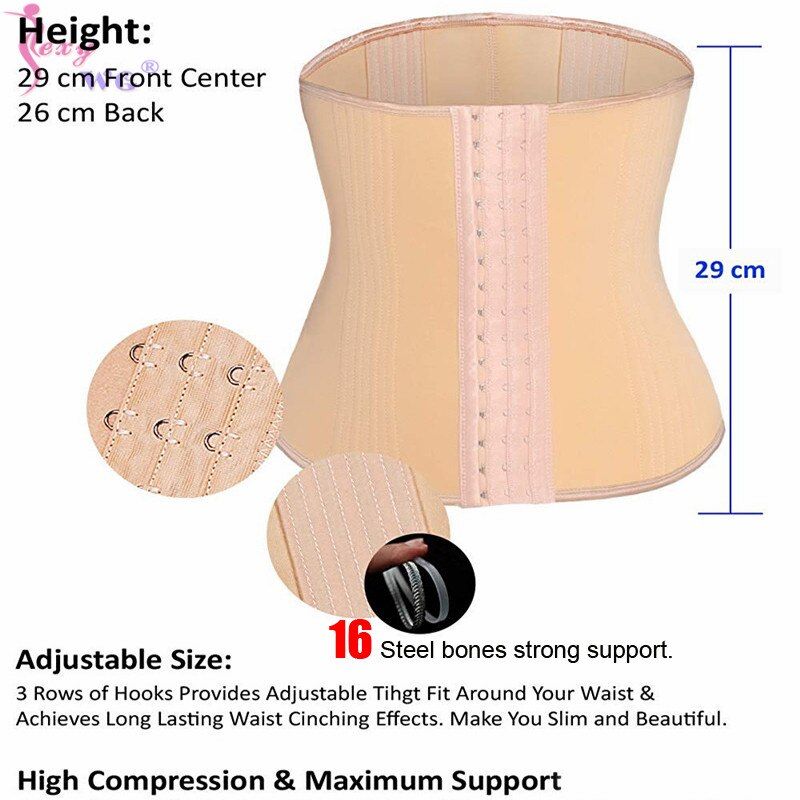 16 Bones Shapewear Waist Nipper Firm Control Perfectly Curvy Firm Control Strapless Waist Cincher Tummy Waist Seamless(#Black)