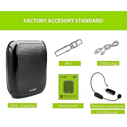 T600 2.4G Wireless Headset Microphone And PA Voice Amplifier Loud Soun Speaker Completely Hands Free For Special Teaching Speech Loudspeaker(Black) HT-S