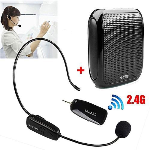T600 2.4G Wireless Headset Microphone And PA Voice Amplifier Loud Soun Speaker Completely Hands Free For Special Teaching Speech Loudspeaker(Black) HT-S
