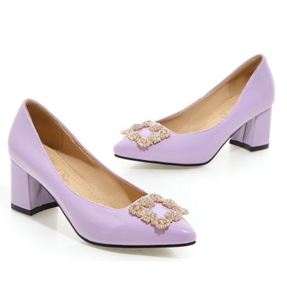 Stoned Rectangular Cover Shoes - LILAC