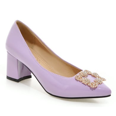 Stoned Rectangular Cover Shoes - LILAC
