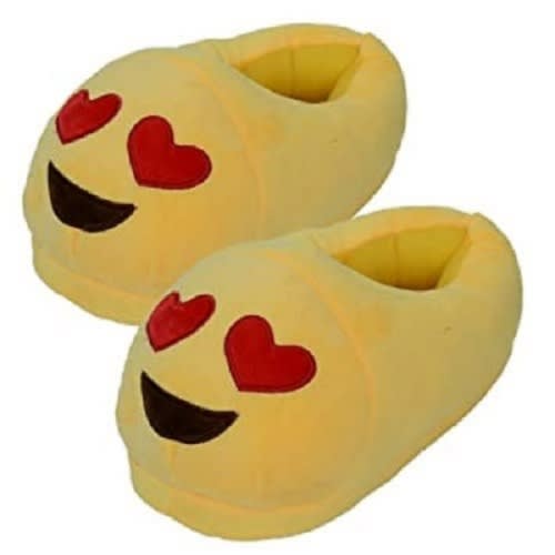 Love Eyes Plush Emoji Slippers