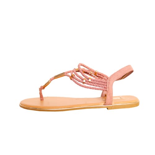 Plait Strap Ring Sandals - Light Pink