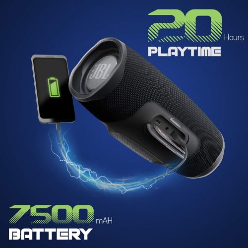 Charge 4 Portable Bluetooth Speaker - 7500mAh Powerbank - Black