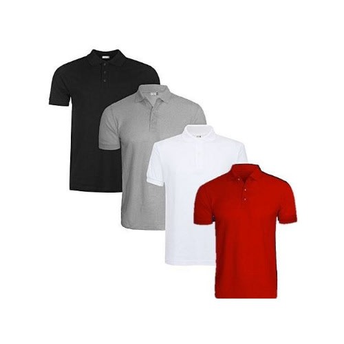 Polo Shirt For Men - 4 In1  - Grey - Black - White & Red