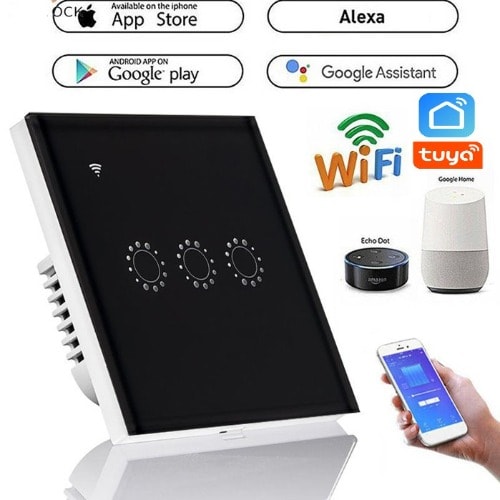 Tuya 3 Gang Wi-fi Smart Light Switch  - 10a