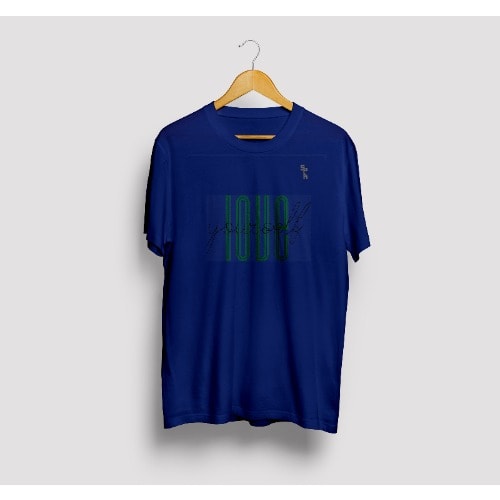 Fireboy Unisex 100% Cotton T-shirt With Love Yourself Design - Navy Blue