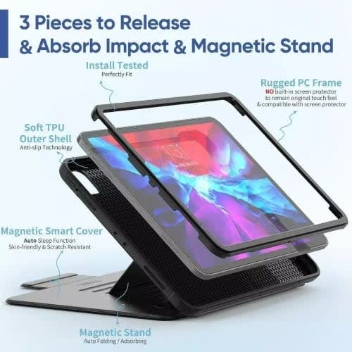 Rugged Leather Shockproof Magnetic Case For iPad Air4 - Pro11
