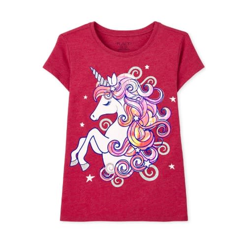 Girls Unicorn Horse Glitters Graphic Top