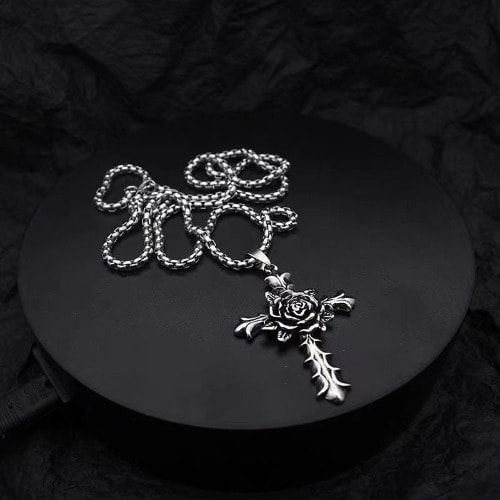 Religion Rose Stainless Steel Angel Pendant Chain