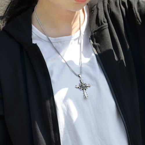 Religion Rose Stainless Steel Angel Pendant Chain