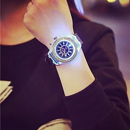 Quartz Wrist Watch Sports Waterproof Led Backlight - Black