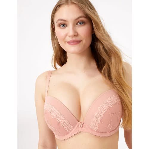 Women's Embroidered Padded Plunge Bras - 2pcs