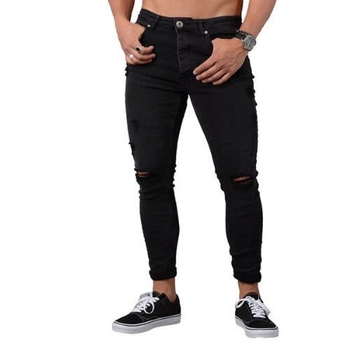 Men's Ripped Skinny Jeans - Black