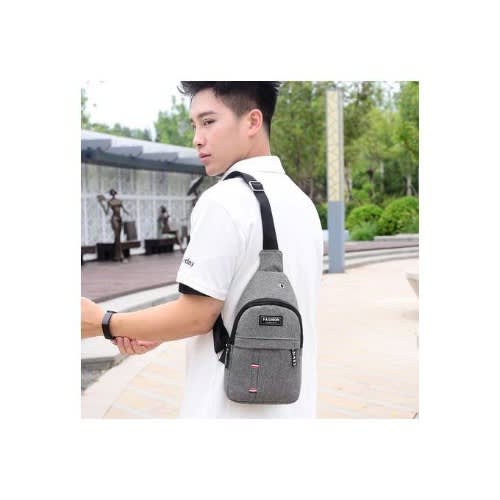 Unisex Messenger Crossbody Chest Bag- Grey