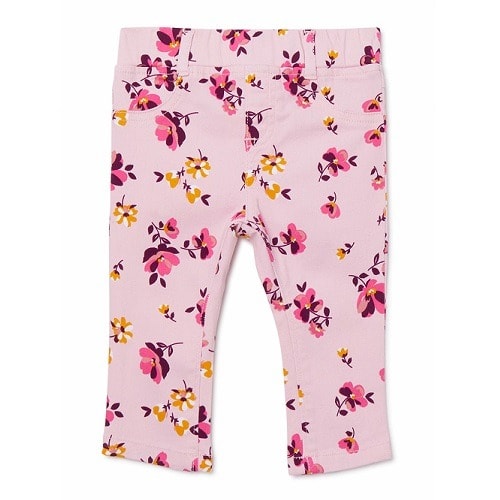 Baby Girl Floral Print Jeggings - Pink