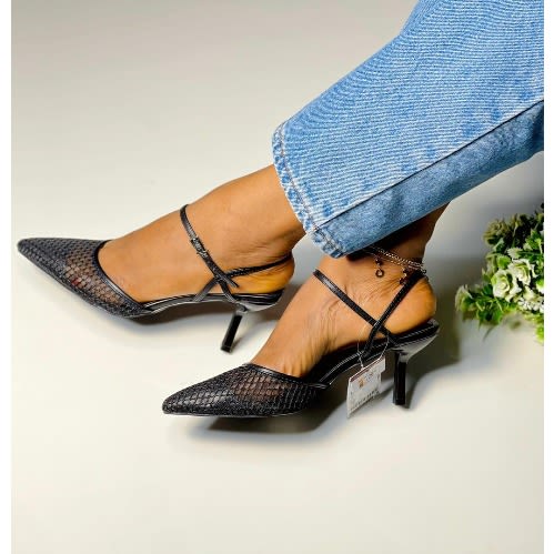 Stiletto Heel Sandals - Black