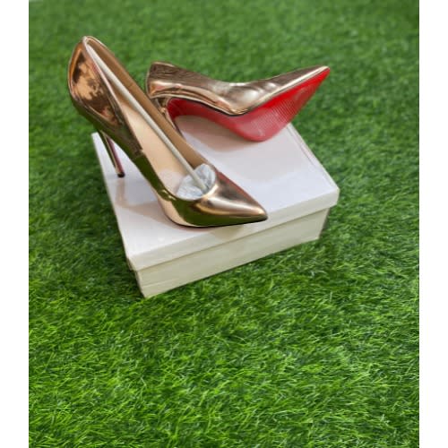 Glossy Gold Pump Court Heels