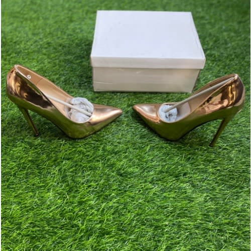 Glossy Gold Pump Court Heels