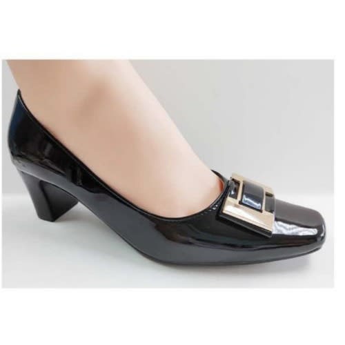 Square Toe Ladies Court Shoe-black