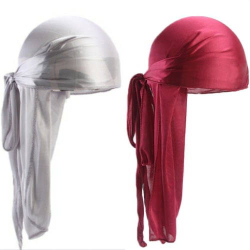 2 In 1 Silky Durags(Grey & Wine)