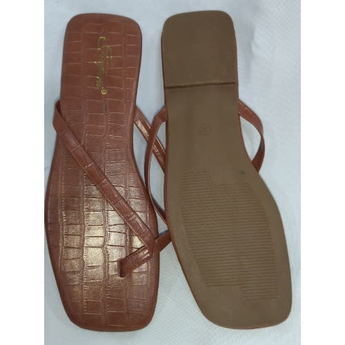 Croc Leather Thong Ladies Flat Slippers