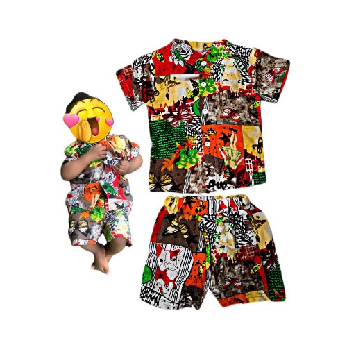 Baby Shirt & Short - vintage Design Orange & Green