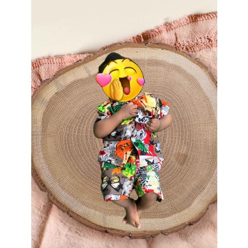 Baby Shirt & Short - vintage Design Orange & Green
