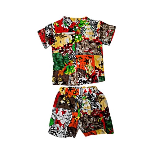 Baby Shirt & Short - vintage Design Orange & Green