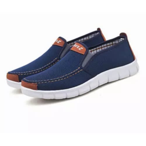 Side Banded Men Fabric Sneakers - Blue
