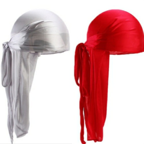 2 In 1 Silky Durags (grey & Red )