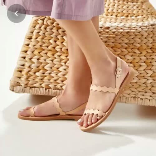 Female Step Zig Leather Sandals - Brown