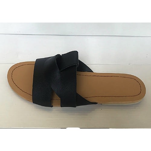 Ladies slide Slippers -  Black - cream Insole