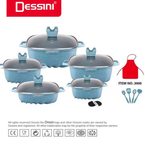 Dessini Non Stick Granite Cookware Set -22 Pieces Set