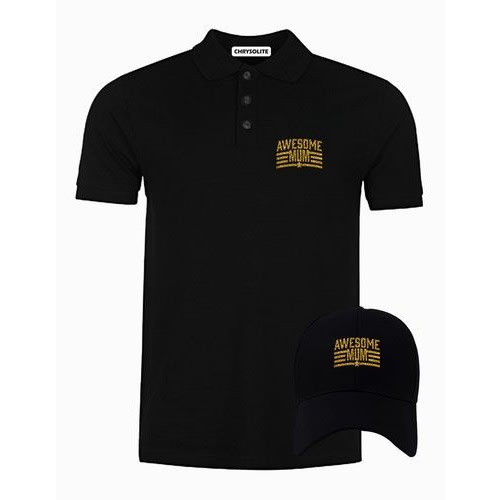 Awesome Mum Polo & Cap Bundle - Black