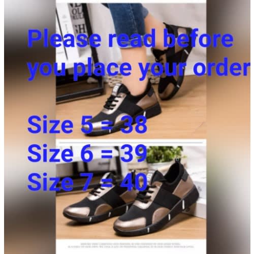 Ladies Fashionable Sneakers - Black And Gold