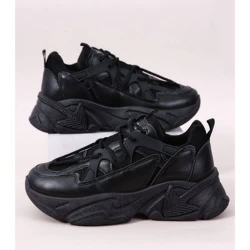 Vimo-fox Ladies Rugged Sole Sneakers - Black