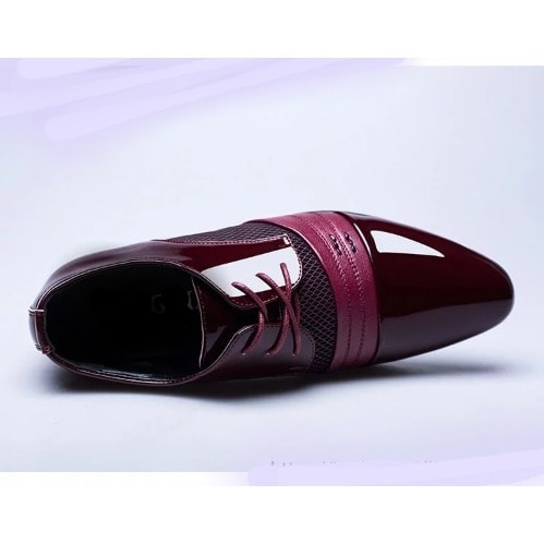 Faux Leather Men's Formal Shoes - Red