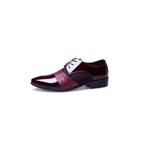 Faux Leather Men's Formal Shoes - Red