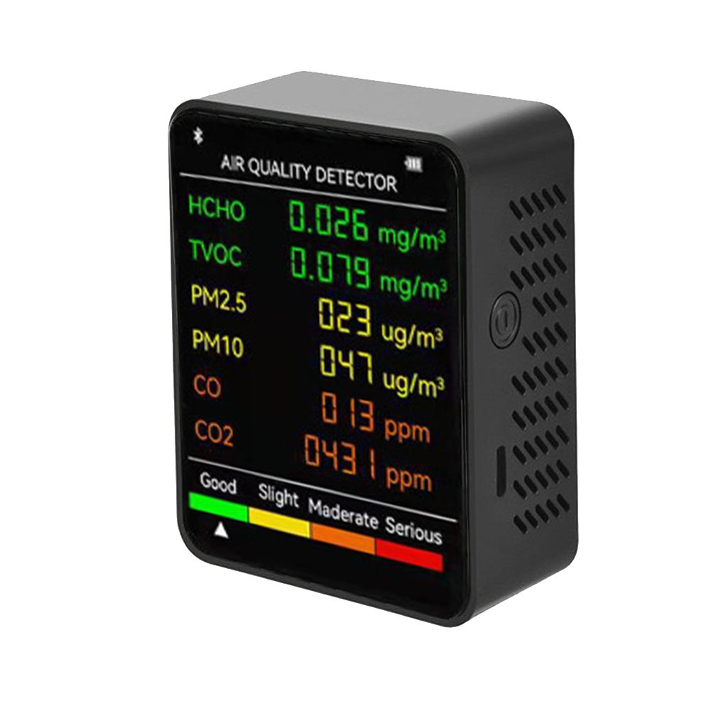 6In1 CO2 Meter PM2.5 PM10 HCHO TVOC CO CO2 Multifunctional Air Quality Monitor CO Carbon Dioxide Formaldehyde Monitor For Home