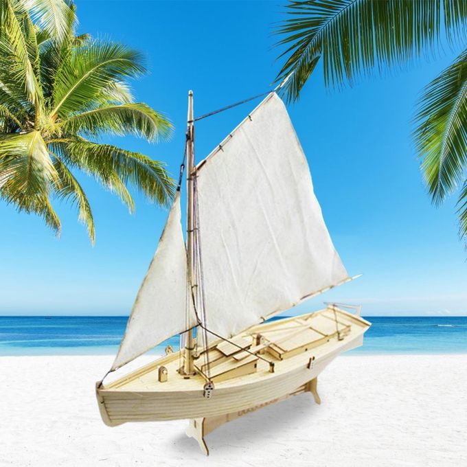 Wooden Sailboat Model Kit Assembly Puzzle Boat For Bedroom Living Room